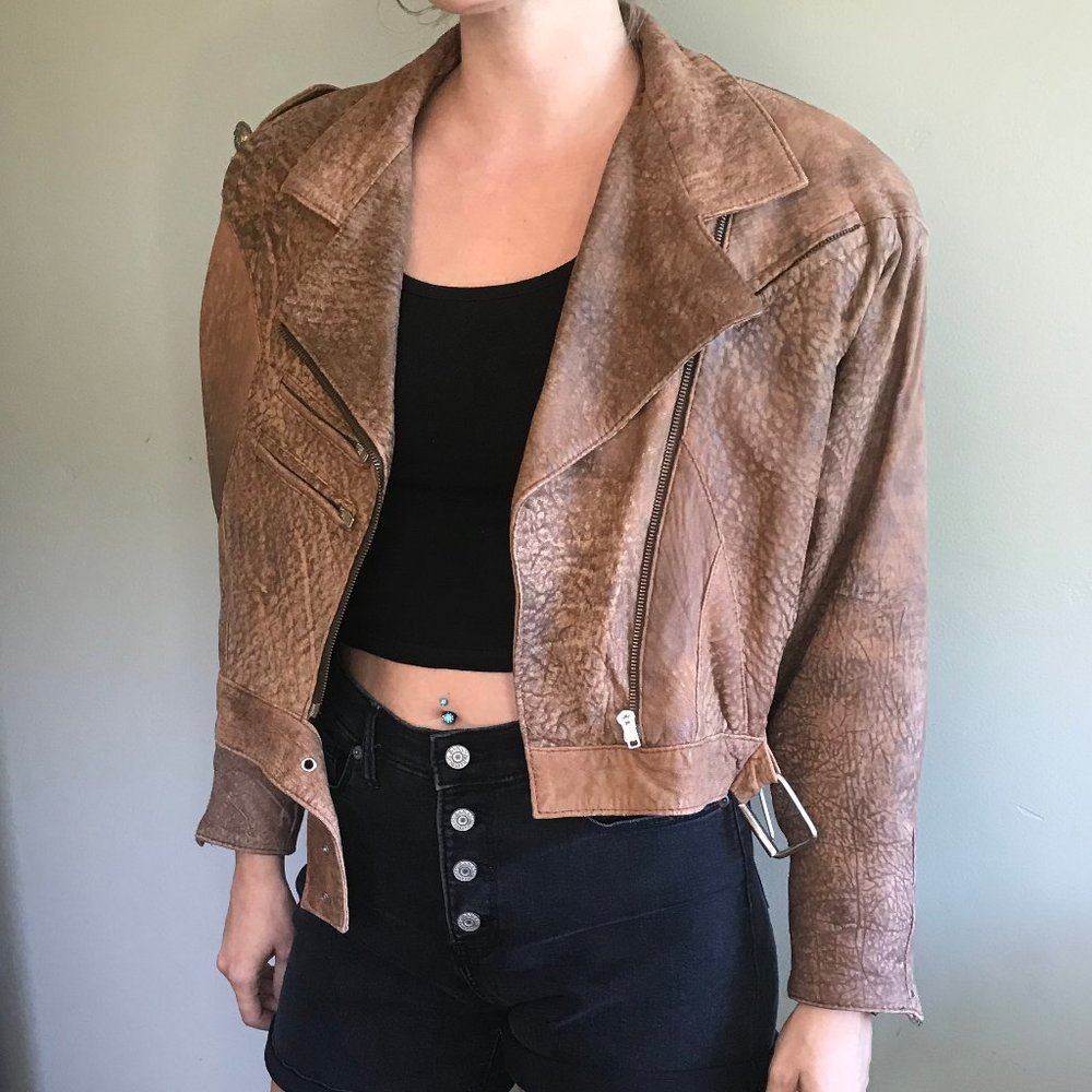 VINTAGE brown leather jacket
